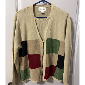 Women's Alfred Dunner Cardigan L Beige Multi-color